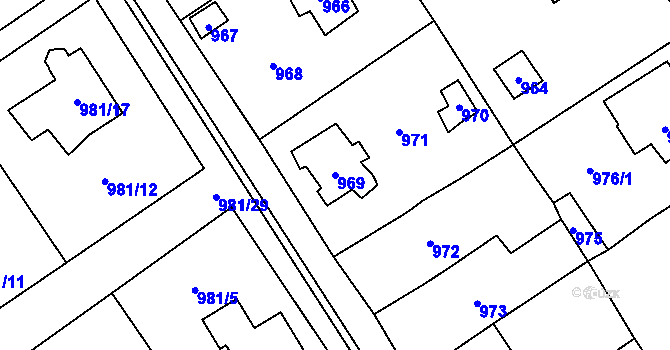 Parcela st. 969 v KÚ Černošice, Katastrální mapa