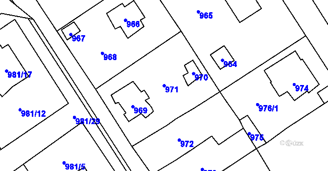 Parcela st. 971 v KÚ Černošice, Katastrální mapa