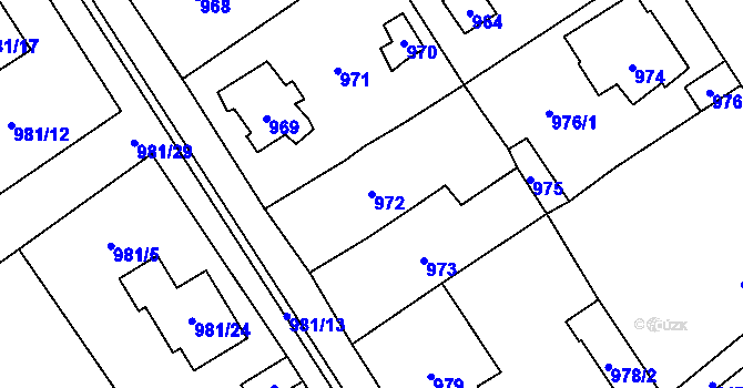 Parcela st. 972 v KÚ Černošice, Katastrální mapa