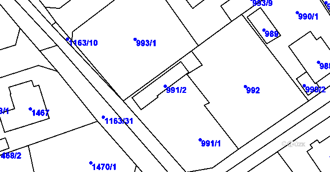 Parcela st. 991/2 v KÚ Černošice, Katastrální mapa