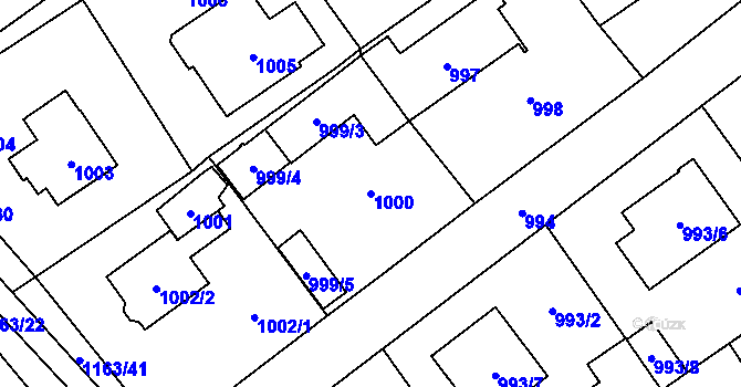 Parcela st. 1000 v KÚ Černošice, Katastrální mapa