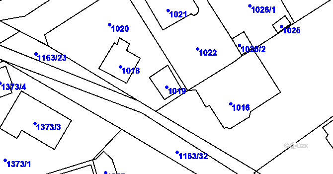 Parcela st. 1019 v KÚ Černošice, Katastrální mapa