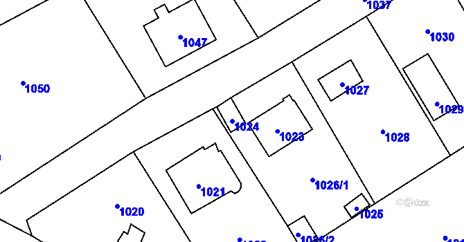 Parcela st. 1024 v KÚ Černošice, Katastrální mapa