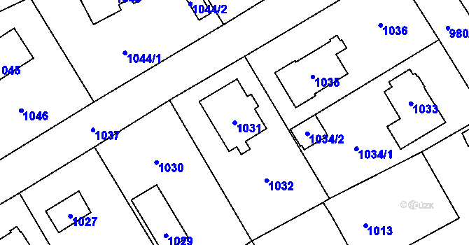 Parcela st. 1031 v KÚ Černošice, Katastrální mapa