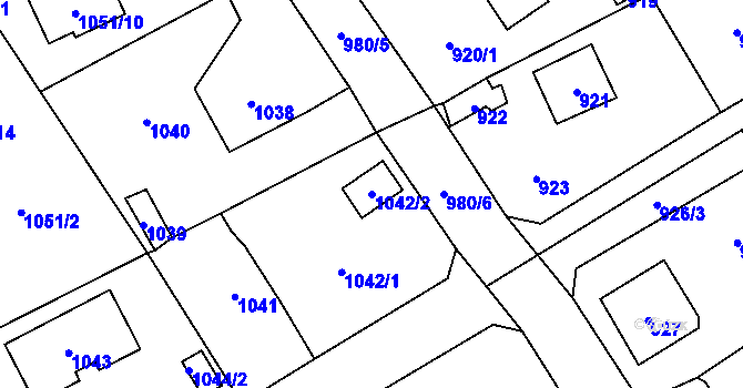 Parcela st. 1042/2 v KÚ Černošice, Katastrální mapa