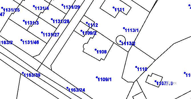 Parcela st. 1108 v KÚ Černošice, Katastrální mapa