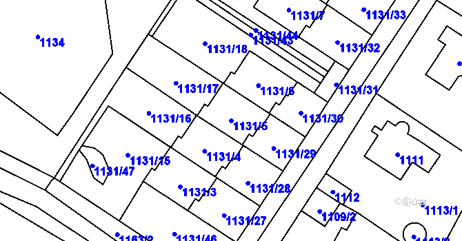 Parcela st. 1131/5 v KÚ Černošice, Katastrální mapa