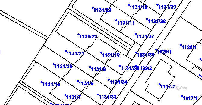 Parcela st. 1131/10 v KÚ Černošice, Katastrální mapa