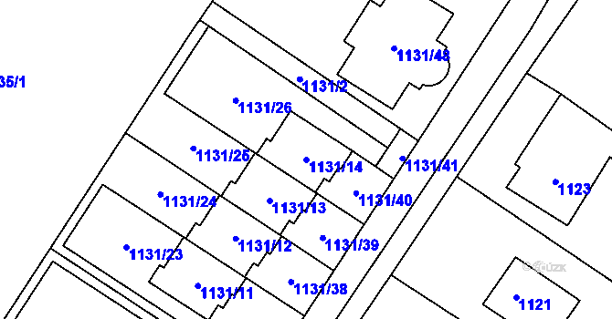 Parcela st. 1131/14 v KÚ Černošice, Katastrální mapa