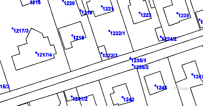 Parcela st. 1222/2 v KÚ Černošice, Katastrální mapa