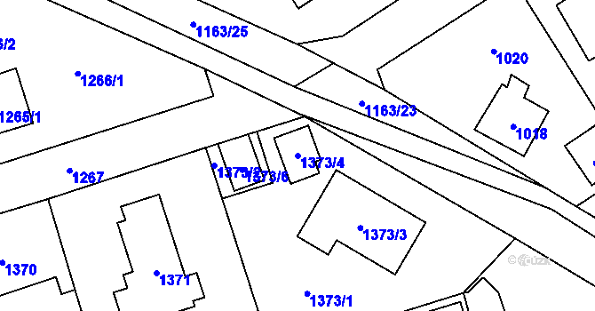 Parcela st. 1373/4 v KÚ Černošice, Katastrální mapa