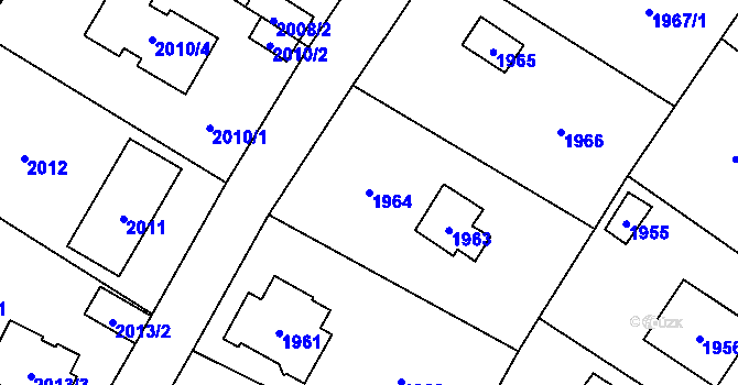 Parcela st. 1964 v KÚ Černošice, Katastrální mapa
