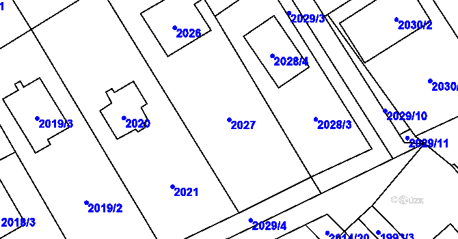 Parcela st. 2027 v KÚ Černošice, Katastrální mapa