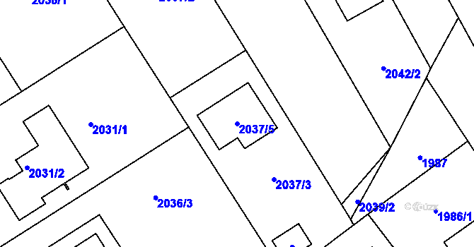 Parcela st. 2037/5 v KÚ Černošice, Katastrální mapa