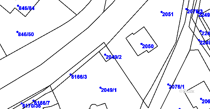 Parcela st. 2049/2 v KÚ Černošice, Katastrální mapa