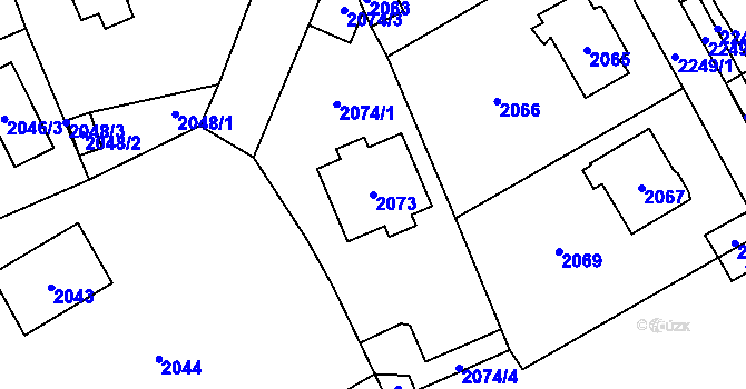 Parcela st. 2073 v KÚ Černošice, Katastrální mapa