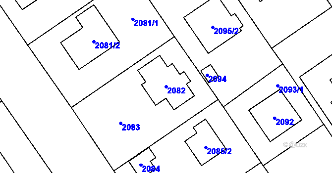 Parcela st. 2082 v KÚ Černošice, Katastrální mapa