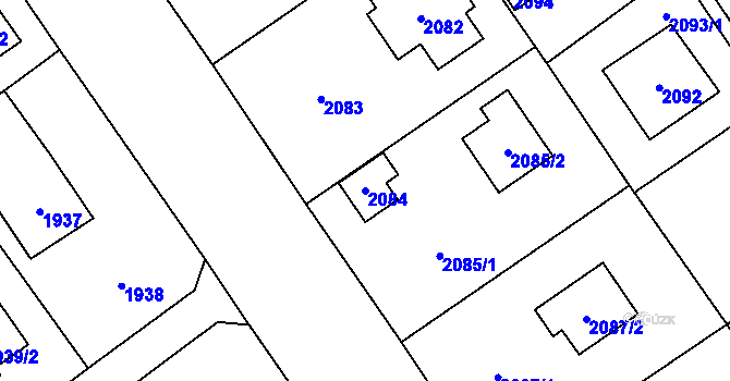 Parcela st. 2084 v KÚ Černošice, Katastrální mapa