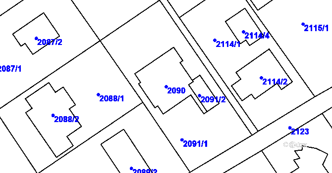 Parcela st. 2090 v KÚ Černošice, Katastrální mapa