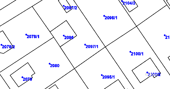 Parcela st. 2097/1 v KÚ Černošice, Katastrální mapa