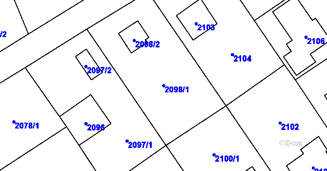 Parcela st. 2098/1 v KÚ Černošice, Katastrální mapa