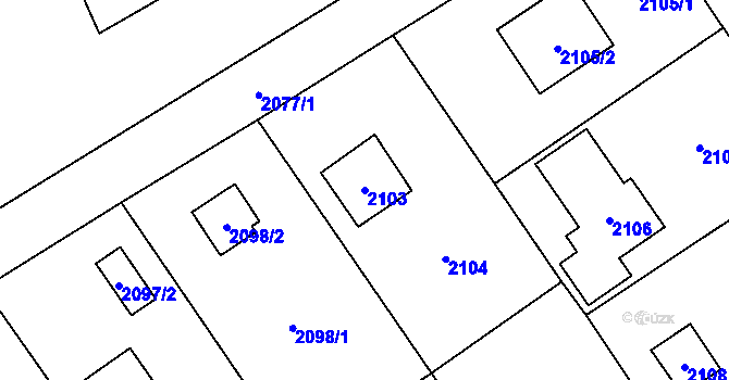 Parcela st. 2103 v KÚ Černošice, Katastrální mapa