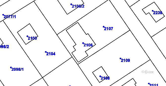 Parcela st. 2106 v KÚ Černošice, Katastrální mapa