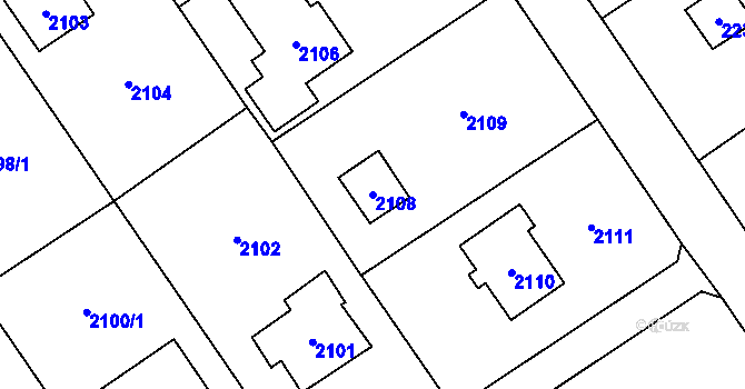 Parcela st. 2108 v KÚ Černošice, Katastrální mapa