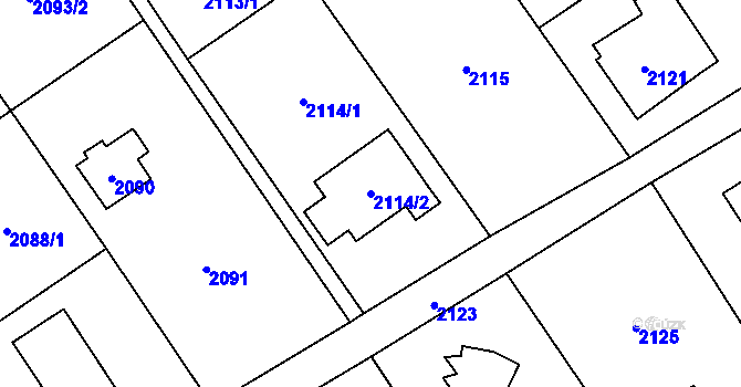 Parcela st. 2114/2 v KÚ Černošice, Katastrální mapa