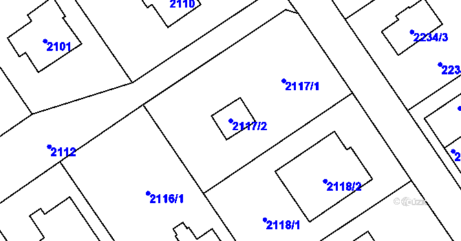 Parcela st. 2117/2 v KÚ Černošice, Katastrální mapa