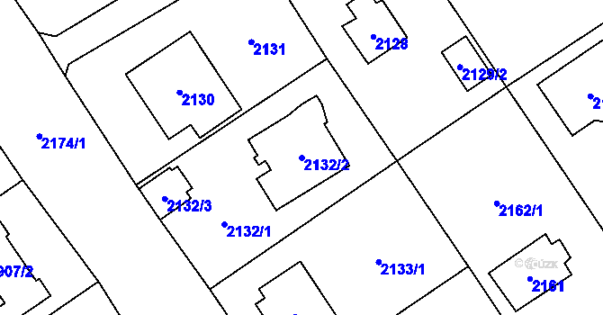 Parcela st. 2132/2 v KÚ Černošice, Katastrální mapa