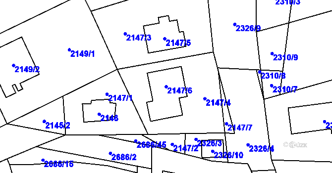 Parcela st. 2147/6 v KÚ Černošice, Katastrální mapa
