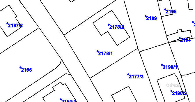 Parcela st. 2178/1 v KÚ Černošice, Katastrální mapa