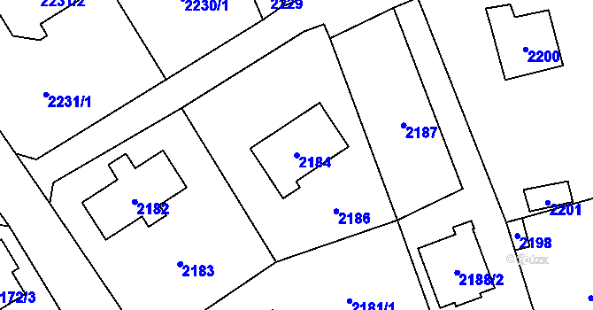 Parcela st. 2184 v KÚ Černošice, Katastrální mapa