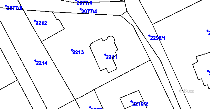 Parcela st. 2211 v KÚ Černošice, Katastrální mapa