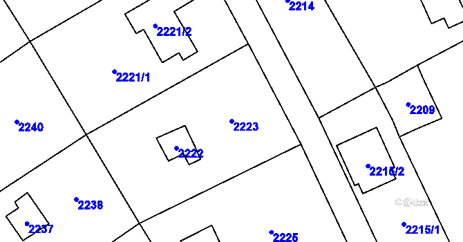 Parcela st. 2223 v KÚ Černošice, Katastrální mapa