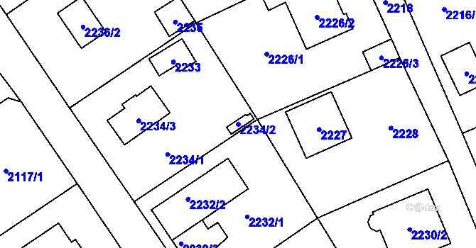 Parcela st. 2234/2 v KÚ Černošice, Katastrální mapa