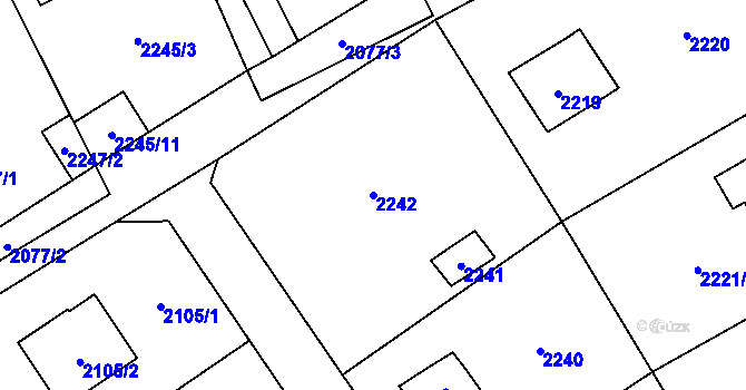 Parcela st. 2242 v KÚ Černošice, Katastrální mapa