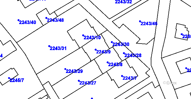 Parcela st. 2243/9 v KÚ Černošice, Katastrální mapa