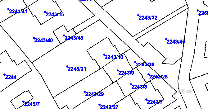 Parcela st. 2243/10 v KÚ Černošice, Katastrální mapa