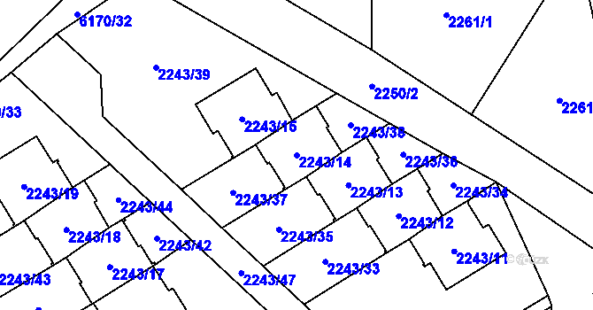 Parcela st. 2243/14 v KÚ Černošice, Katastrální mapa