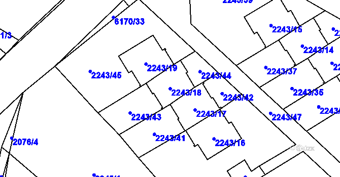 Parcela st. 2243/18 v KÚ Černošice, Katastrální mapa