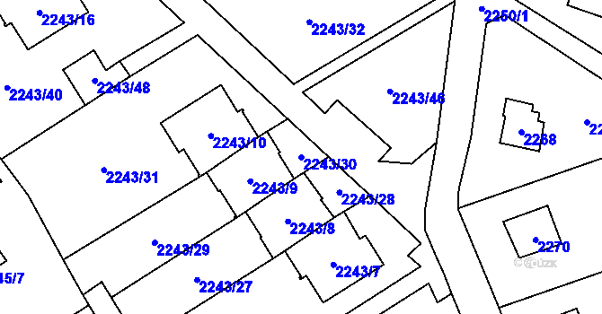 Parcela st. 2243/30 v KÚ Černošice, Katastrální mapa