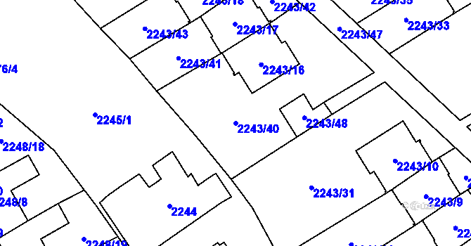 Parcela st. 2243/40 v KÚ Černošice, Katastrální mapa