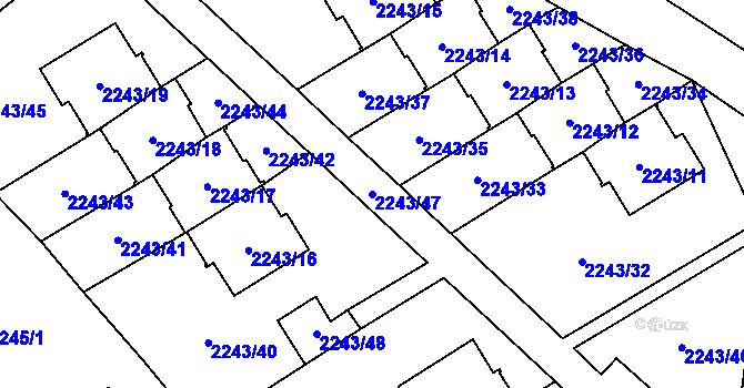 Parcela st. 2243/47 v KÚ Černošice, Katastrální mapa