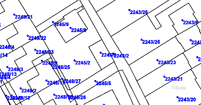 Parcela st. 2245/6 v KÚ Černošice, Katastrální mapa