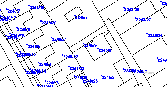 Parcela st. 2245/9 v KÚ Černošice, Katastrální mapa