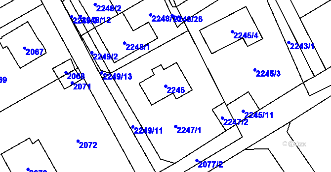 Parcela st. 2246 v KÚ Černošice, Katastrální mapa