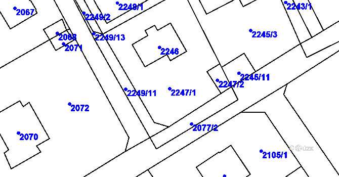 Parcela st. 2247/1 v KÚ Černošice, Katastrální mapa