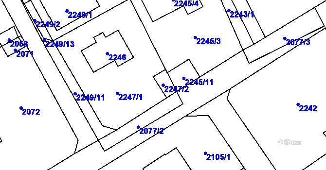 Parcela st. 2247/2 v KÚ Černošice, Katastrální mapa